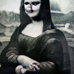 generated: a painting of the mona lisa on a white wall #7